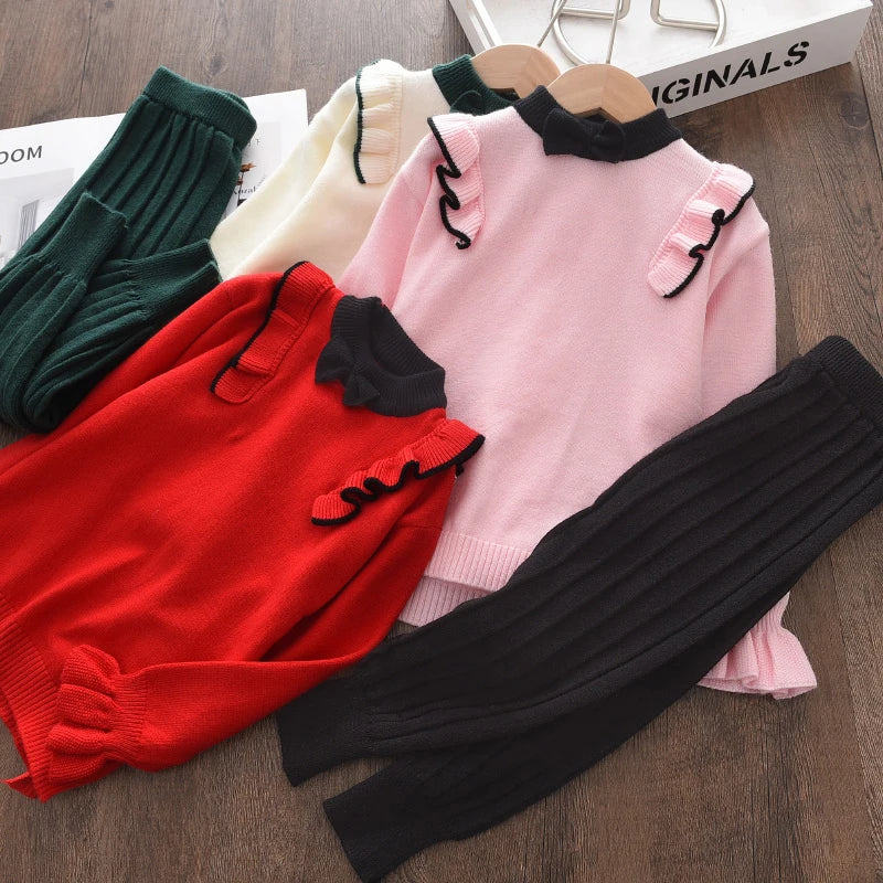 Baby Girls' Knitted Sweater & Pants Set