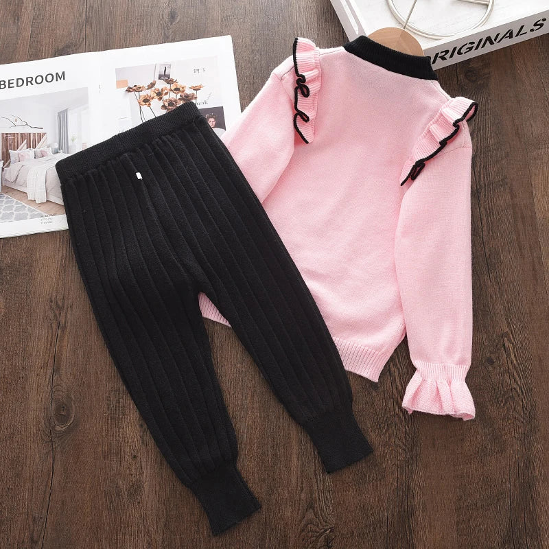 Baby Girls' Knitted Sweater & Pants Set