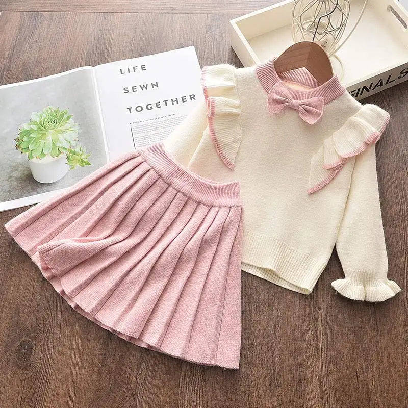 Baby Girls' Knitted Sweater & Pants Set