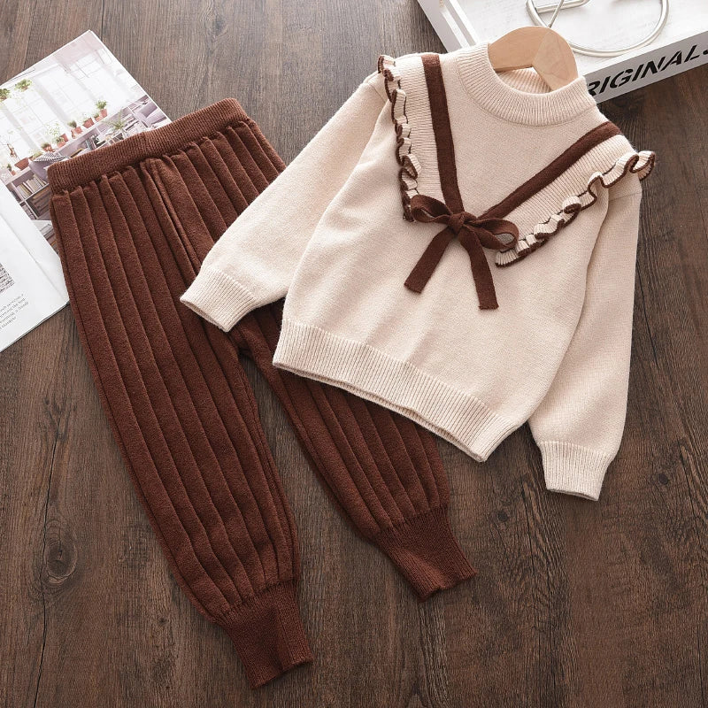 Baby Girls' Knitted Sweater & Pants Set