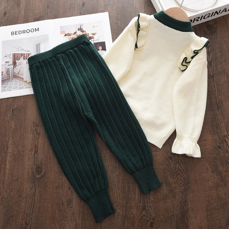 Baby Girls' Knitted Sweater & Pants Set