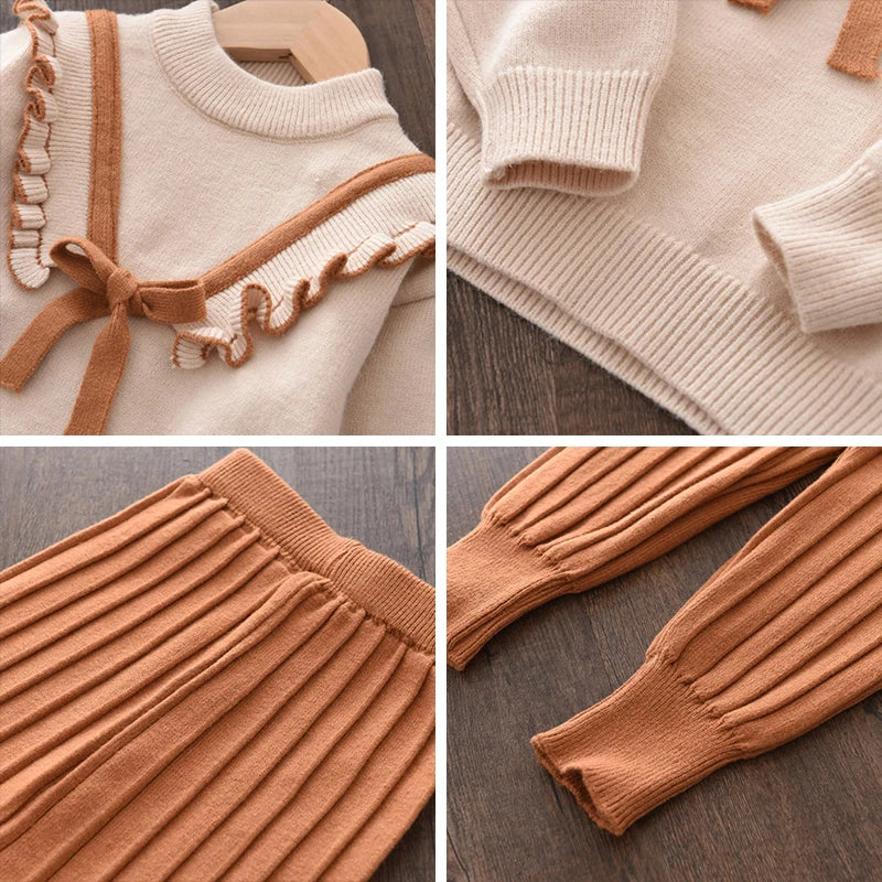 Baby Girls' Knitted Sweater & Pants Set
