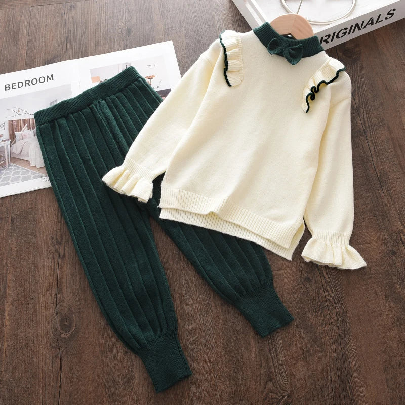Baby Girls' Knitted Sweater & Pants Set