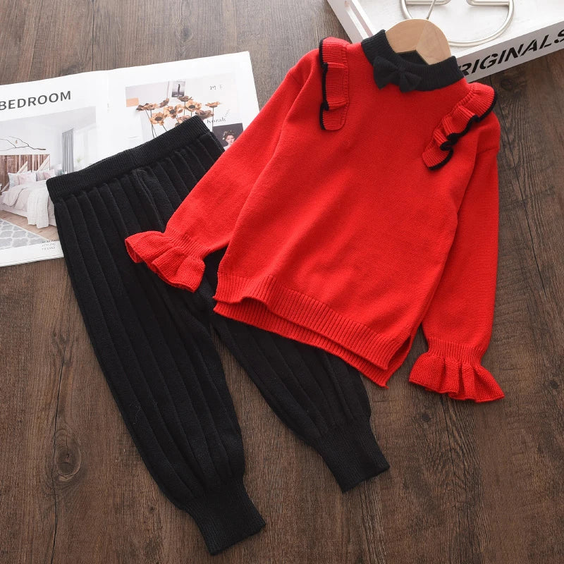 Baby Girls' Knitted Sweater & Pants Set