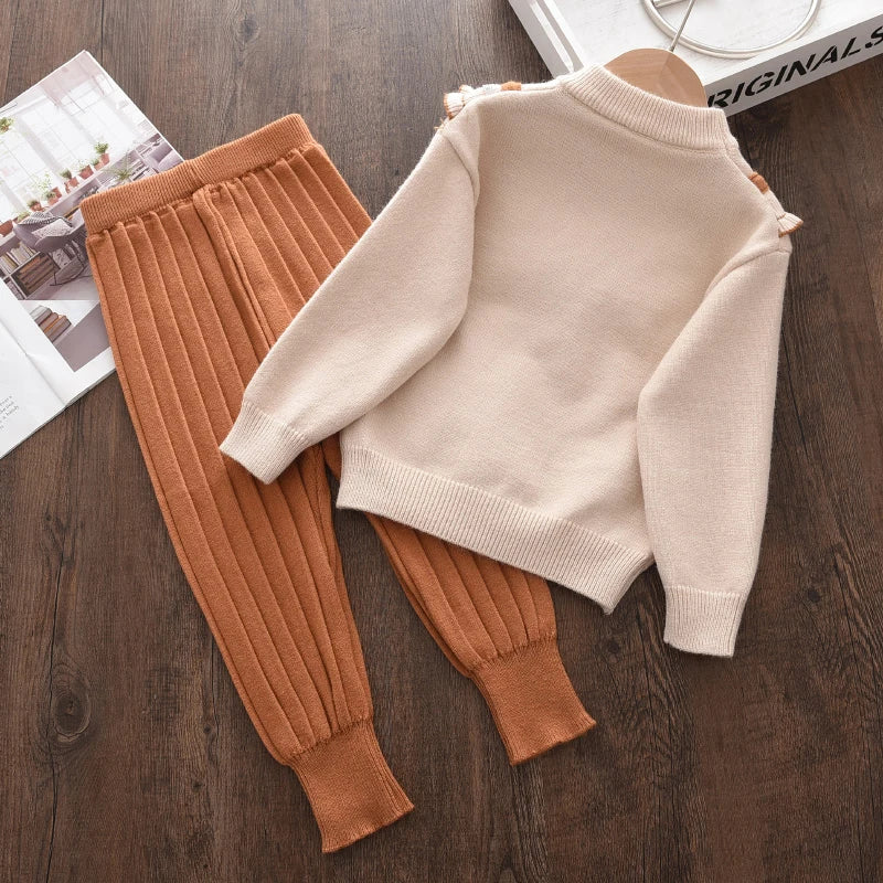 Baby Girls' Knitted Sweater & Pants Set