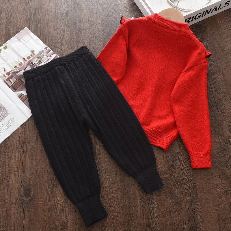 Baby Girls' Knitted Sweater & Pants Set