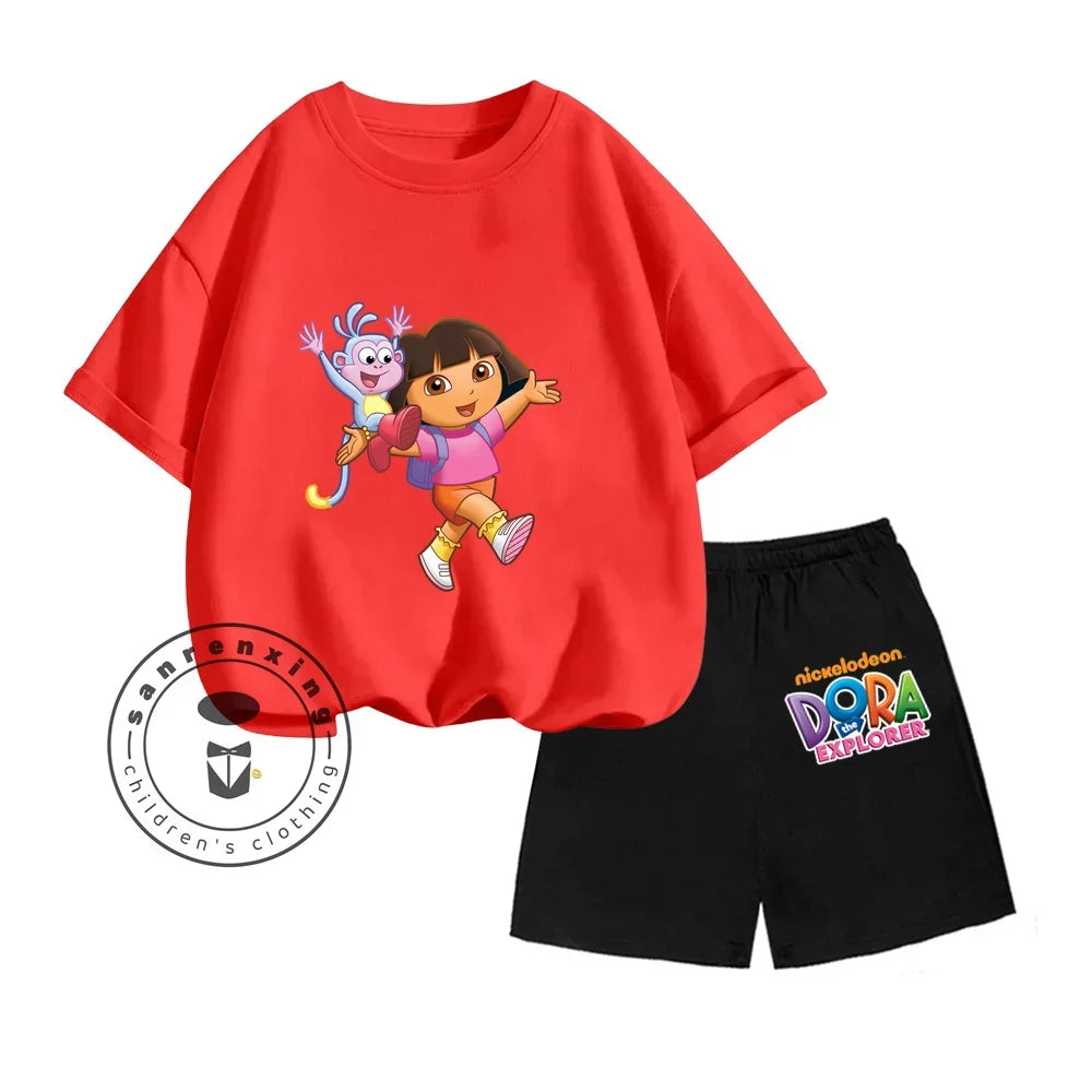 Cartoon Print Classic O-Neck Short Sleeve Tee