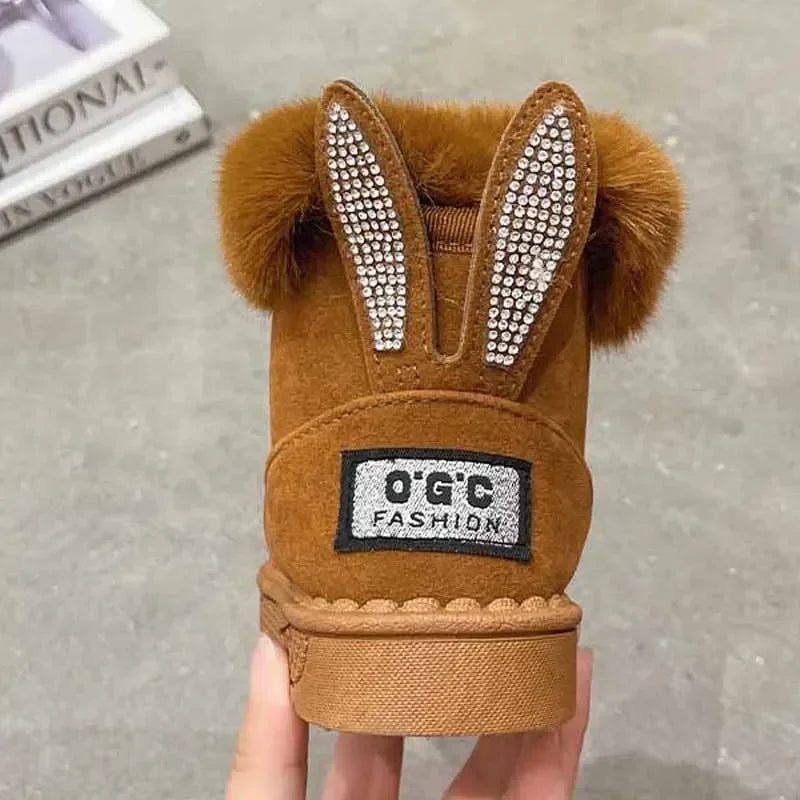 Kids Genuine Cowhide Snow Boots