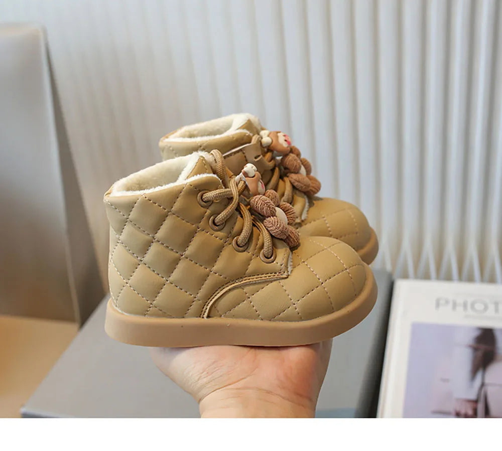 Winter Plaid Snow Boots for Little Girls