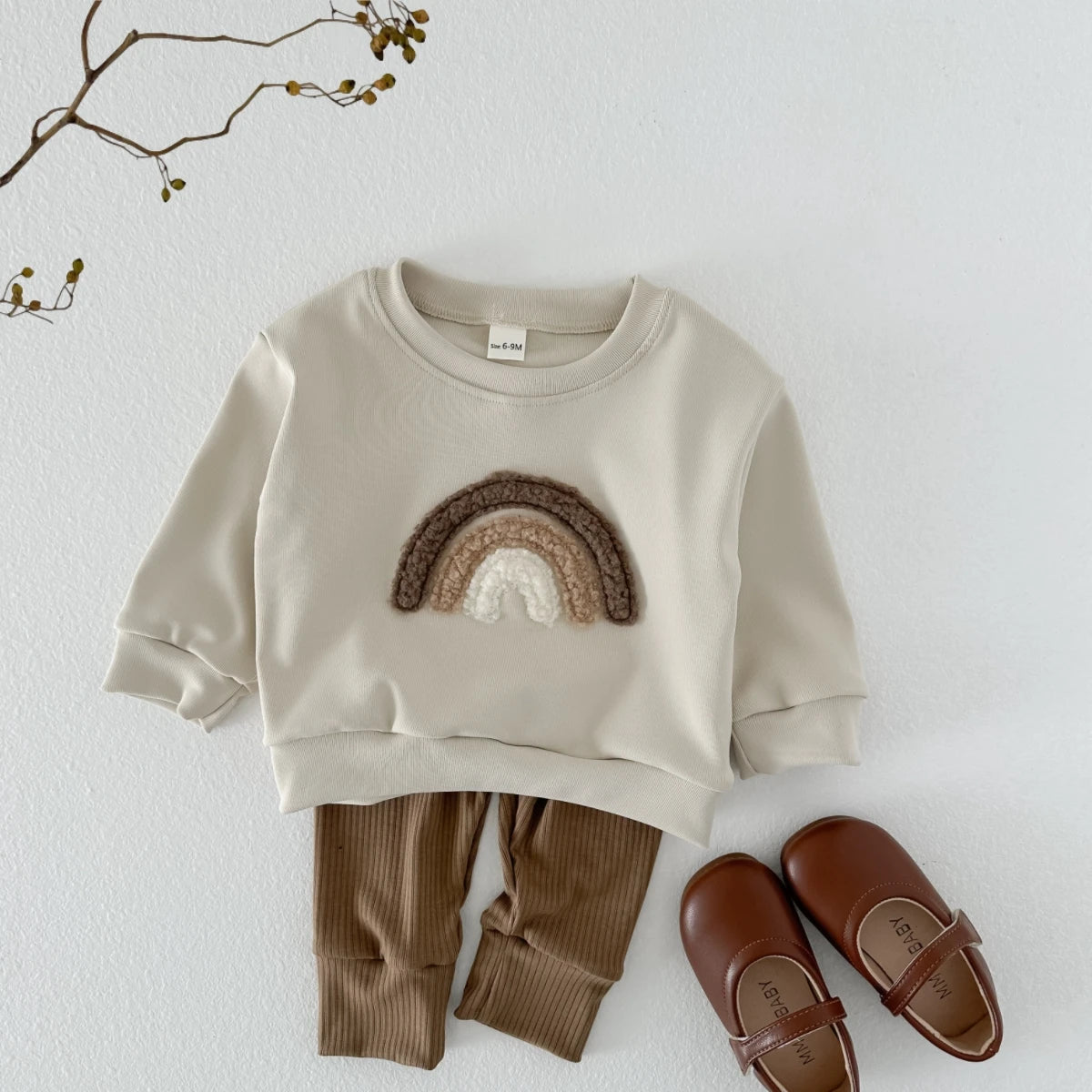 Rainbow Embroidered Pullover & Pants Set