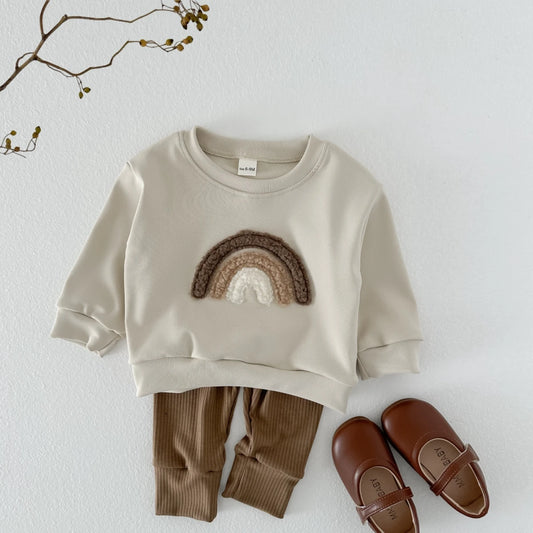 Rainbow Embroidered Pullover & Pants Set