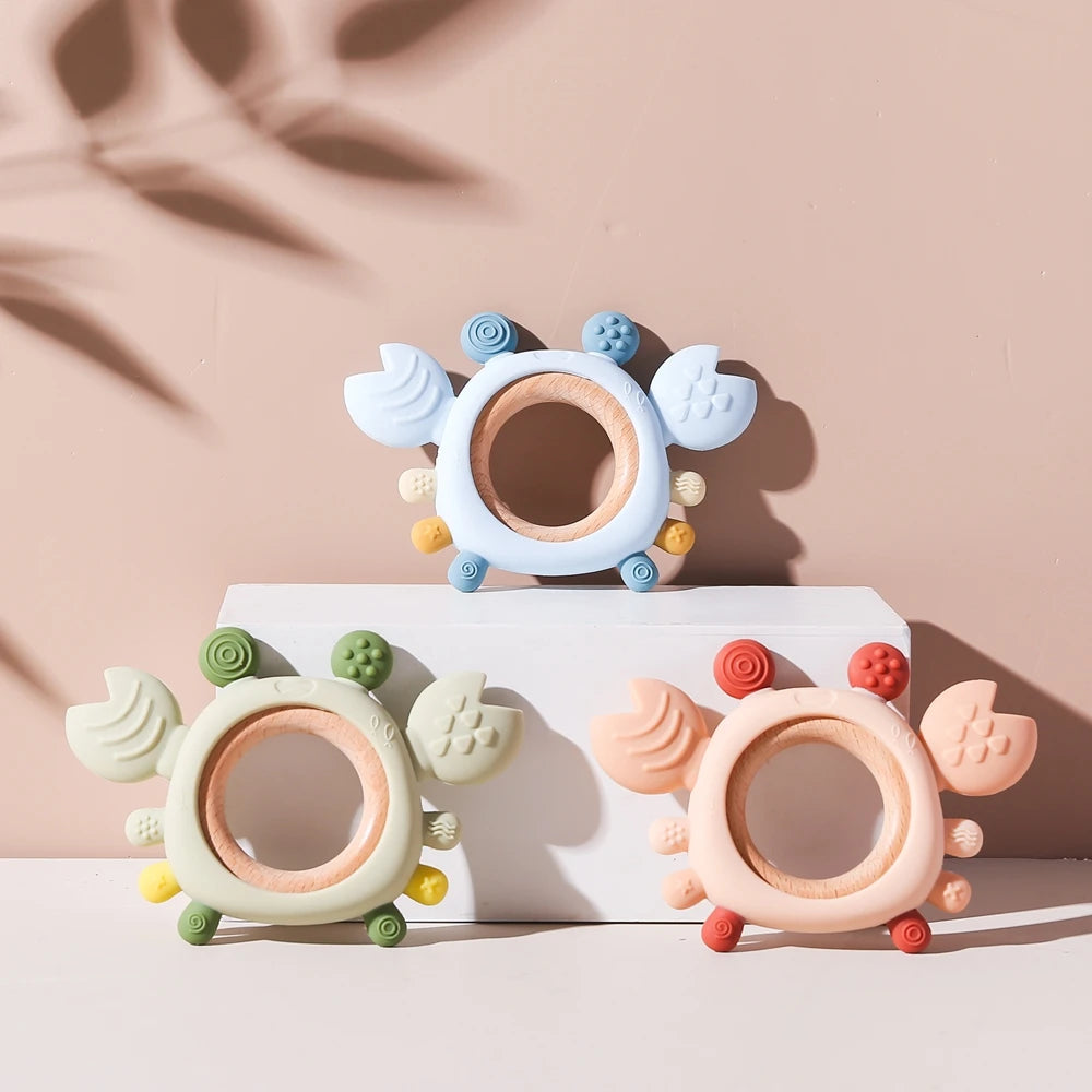 Crabby Cuddle Silicone & Wood Teether