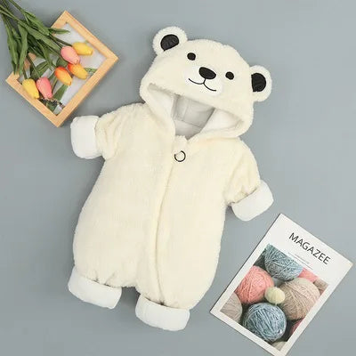 Warm Hooded Romper For Infants