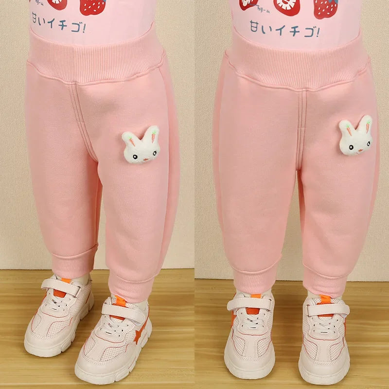 Baby Girls' Fleece-Lined Cotton Pants