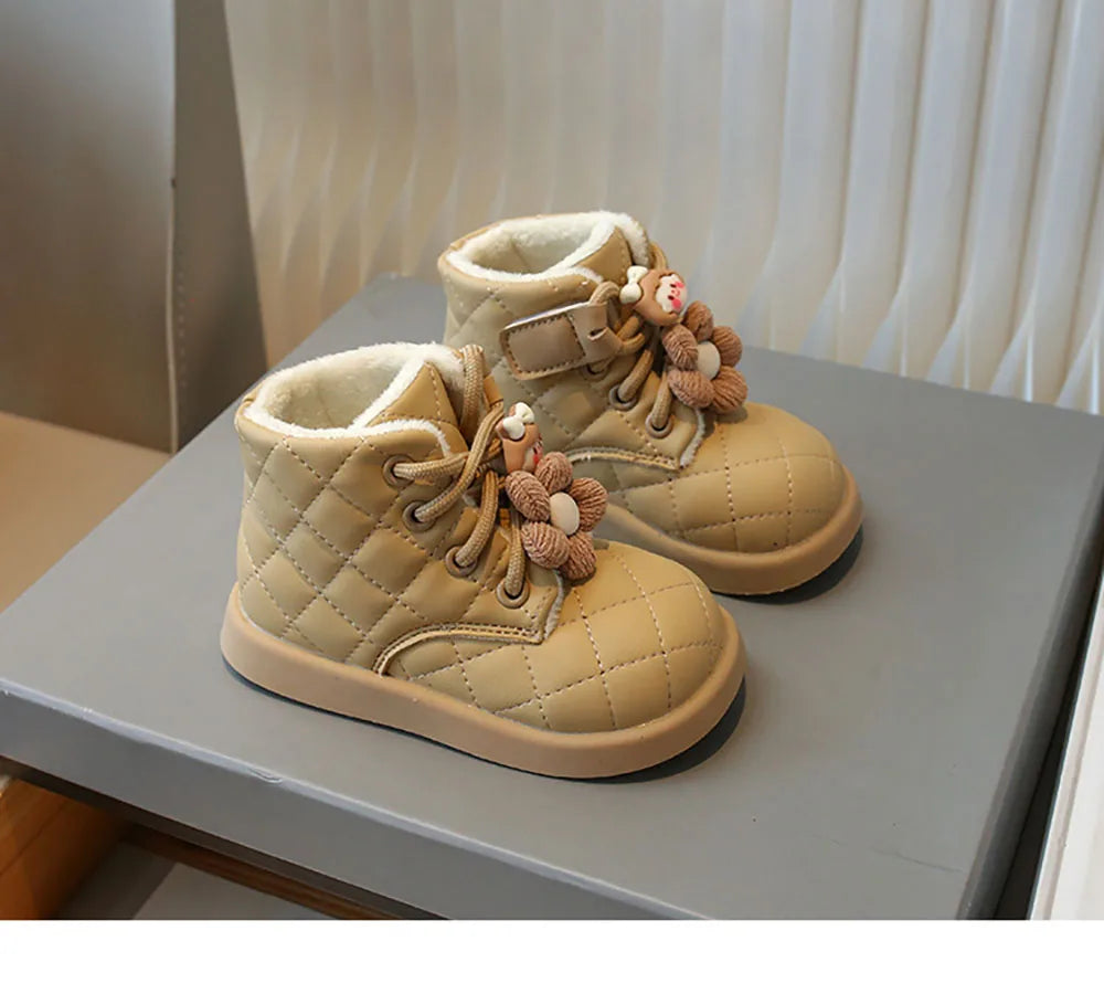 Winter Plaid Snow Boots for Little Girls
