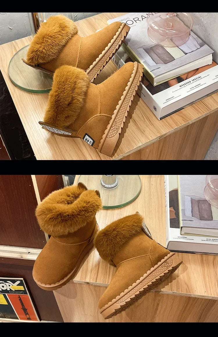 Kids Genuine Cowhide Snow Boots