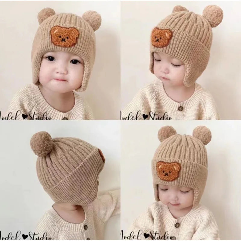 Cute Bear Ear Protection Knitted Winter Hat