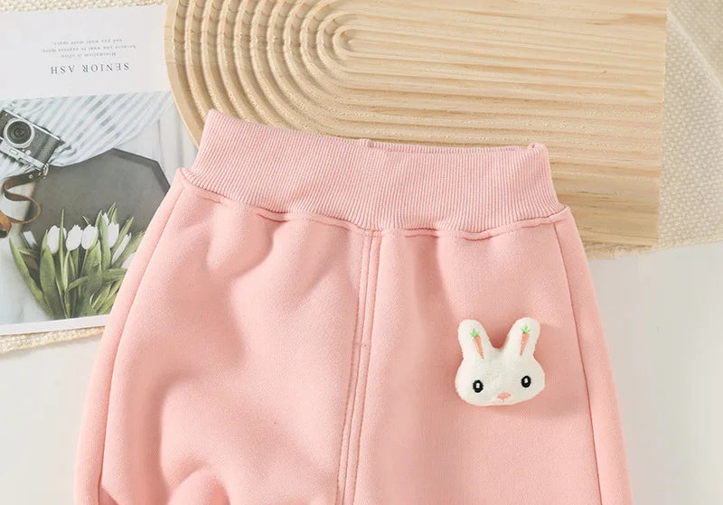 Baby Girls' Fleece-Lined Cotton Pants