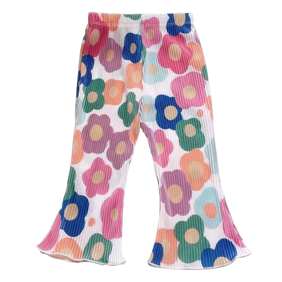 Girls' Floral Polka Dot Flared Pants