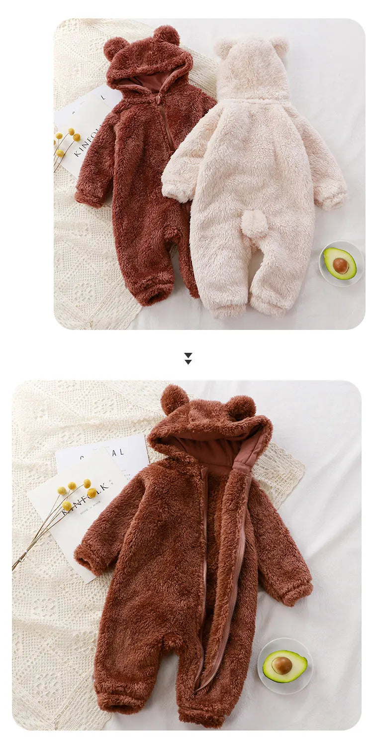 Adorable Bear-Shaped Baby Hoodie Romper