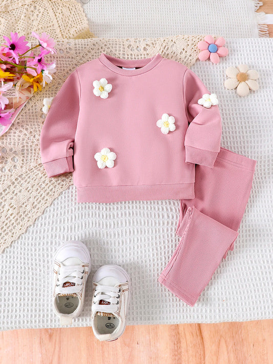Baby Girls' Pink Flower  Pants Set