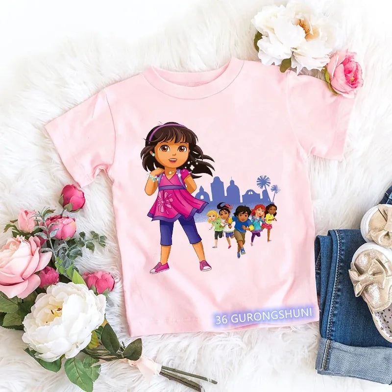 Fashion Kawaii Girls Pink Short-Sleeved T-Shirt