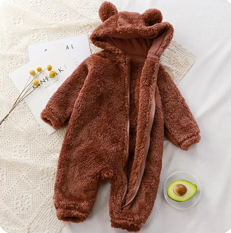 Adorable Bear-Shaped Baby Hoodie Romper