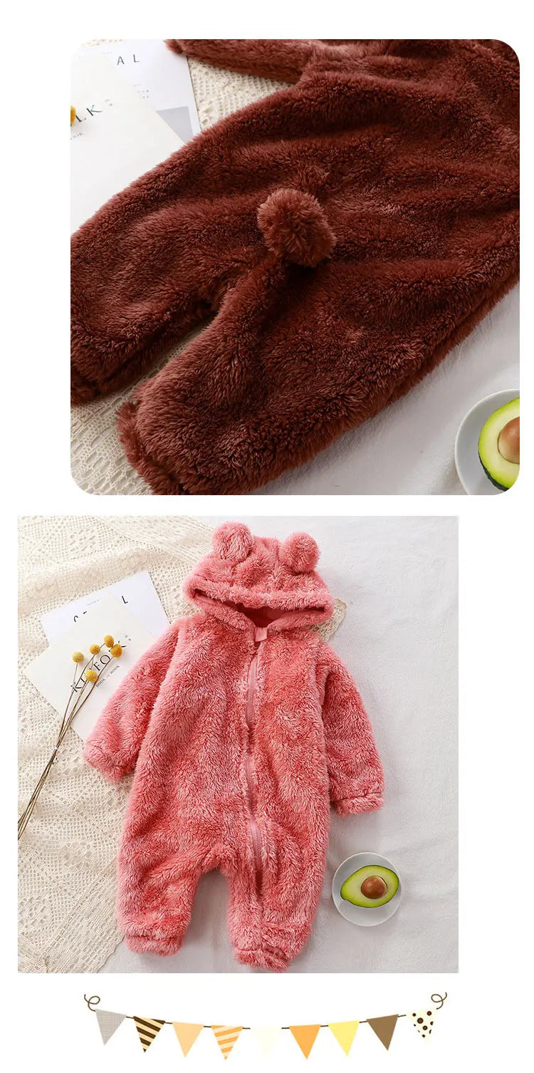 Adorable Bear-Shaped Baby Hoodie Romper
