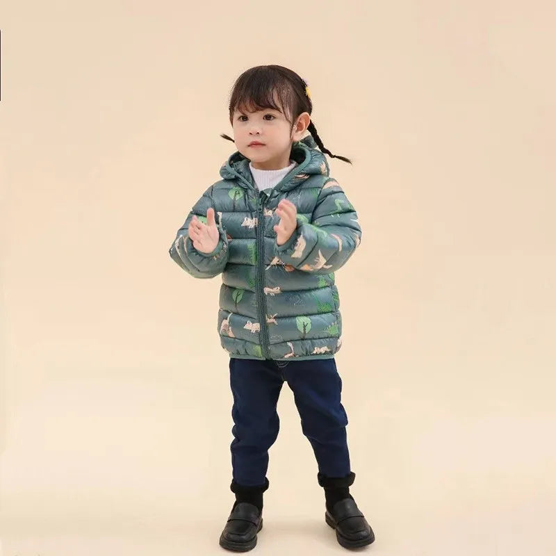 Kids' Dinosaur Hooded Down Jacket