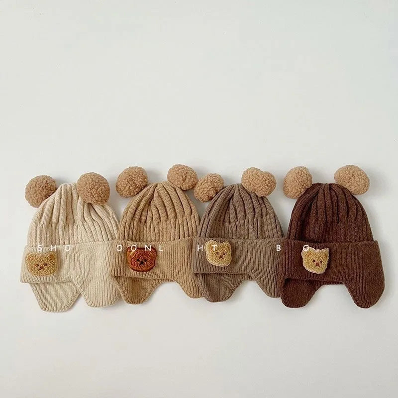 Cute Bear Ear Protection Knitted Winter Hat
