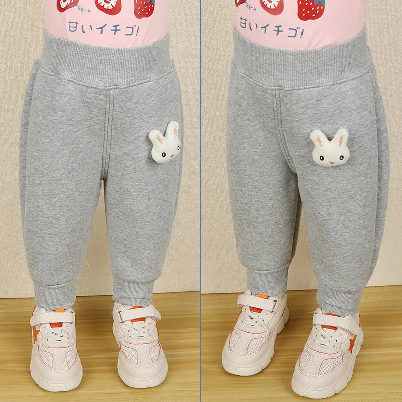Baby Girls' Fleece-Lined Cotton Pants