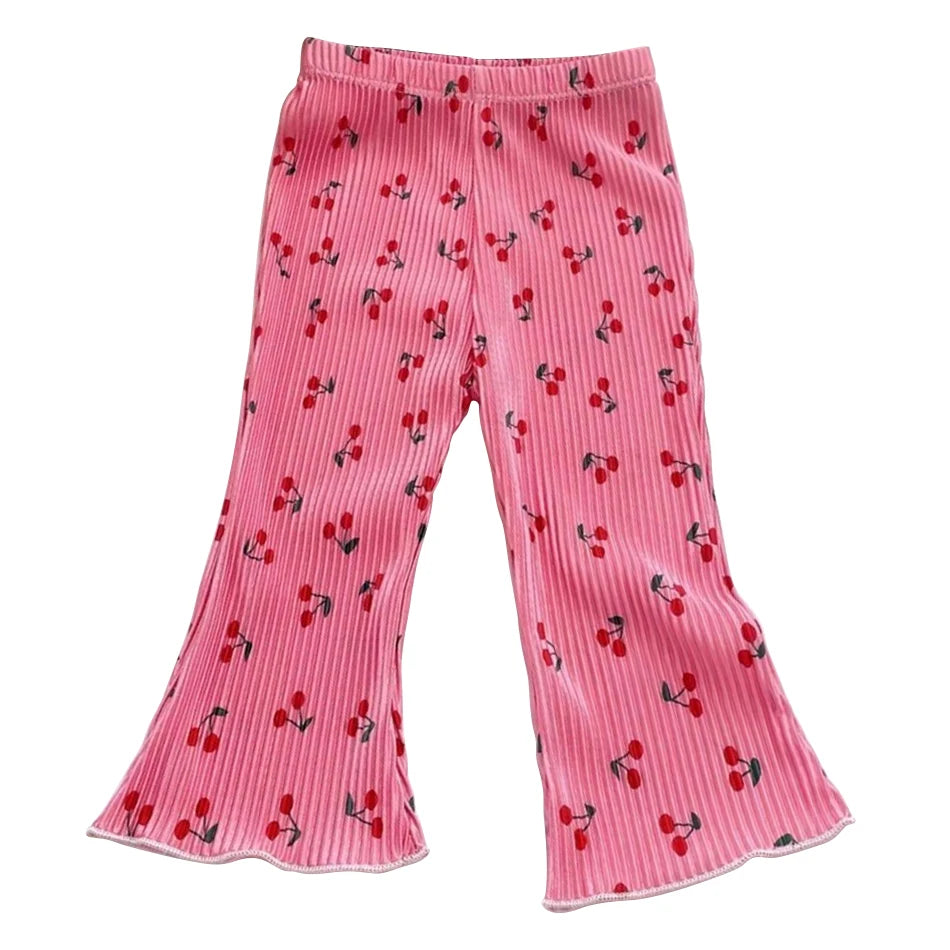 Girls' Floral Polka Dot Flared Pants