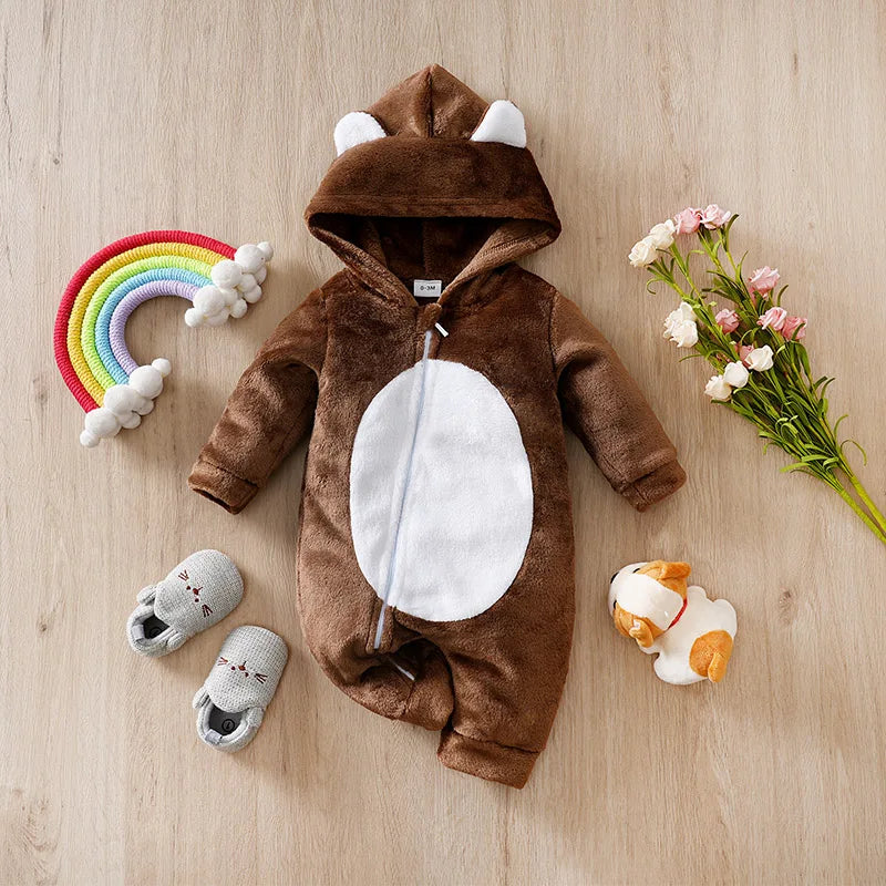 Adorable Bear-Themed Winter Baby Romper