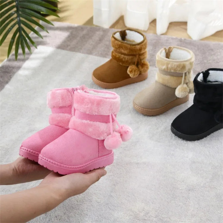 Cozy & Cute Boots with Fluffy Pom-Poms