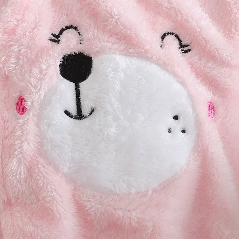 Adorable Plush Baby Hooded Romper