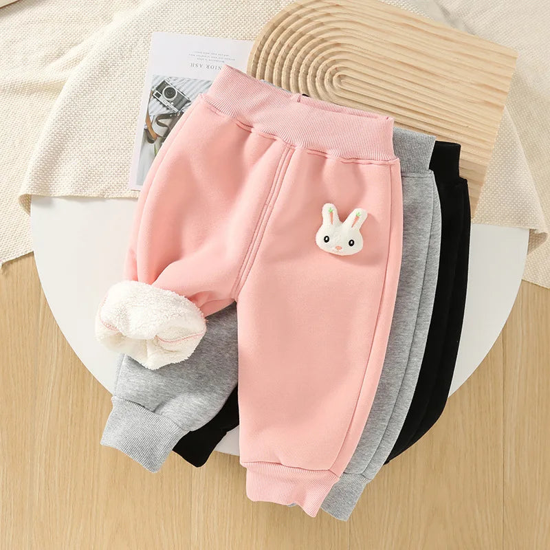 Baby Girls' Fleece-Lined Cotton Pants