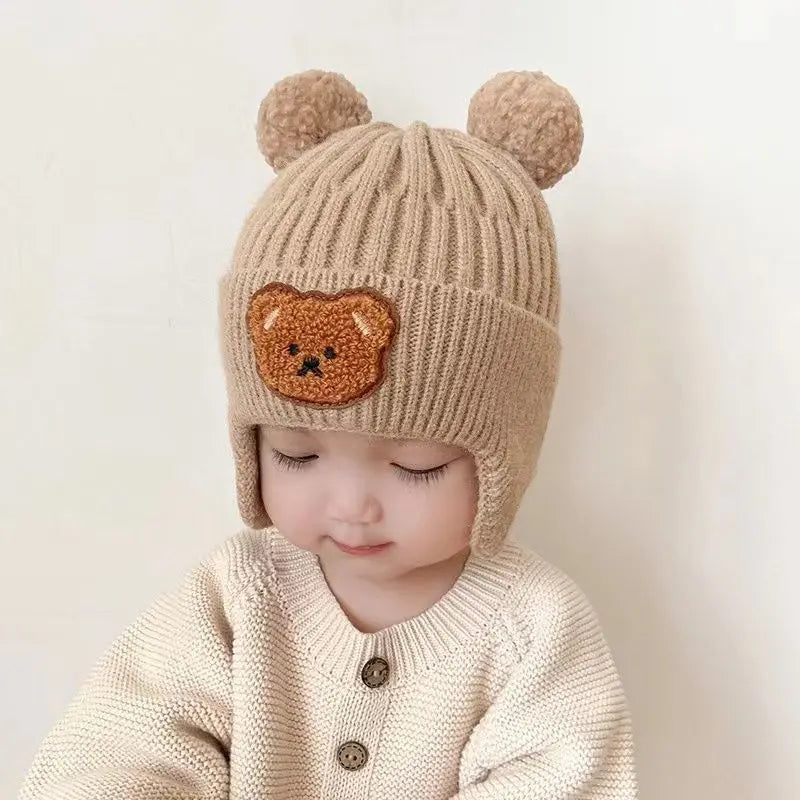 Cute Bear Ear Protection Knitted Winter Hat