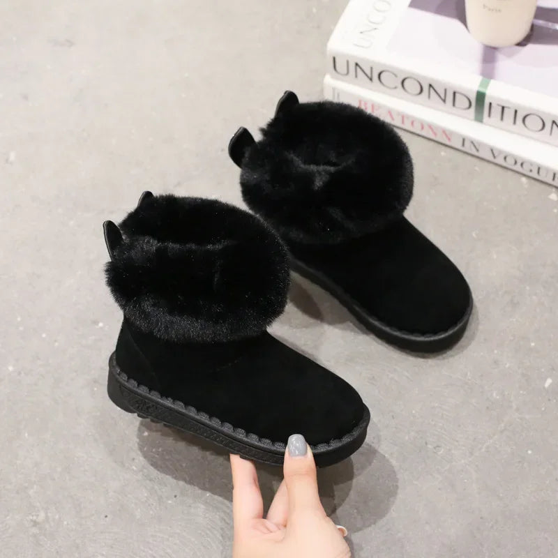 Kids Genuine Cowhide Snow Boots