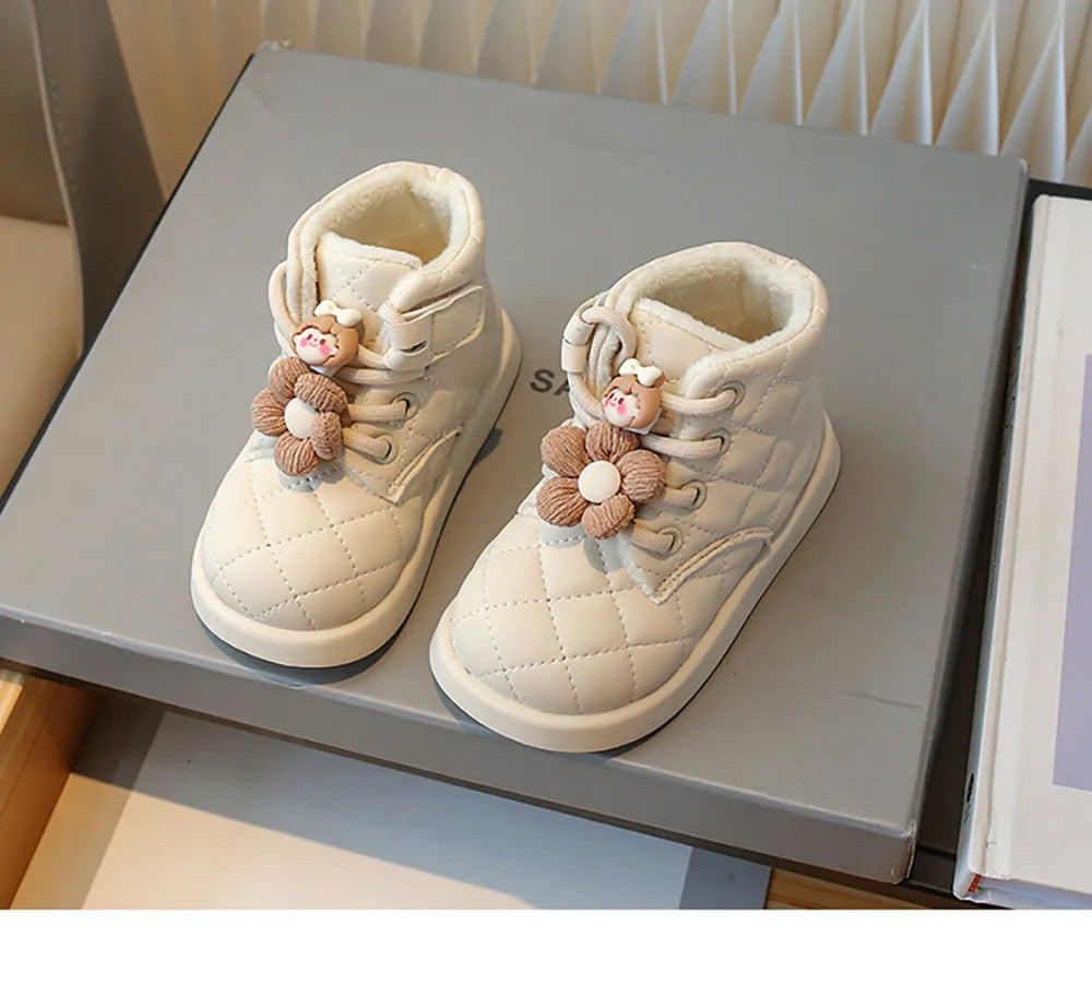 Winter Plaid Snow Boots for Little Girls