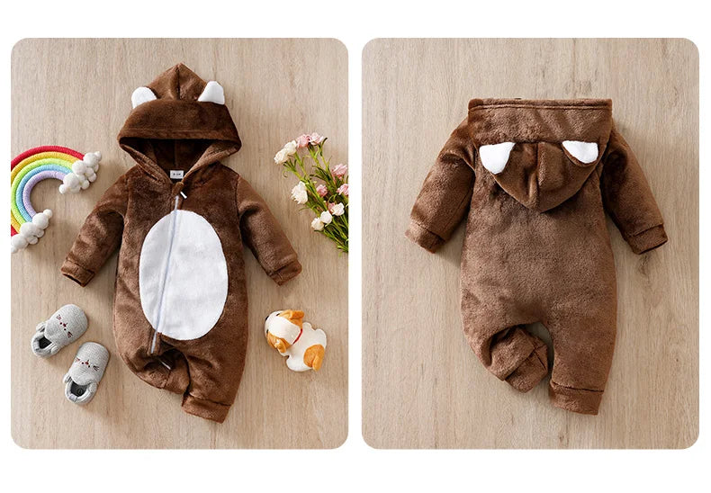 Adorable Bear-Themed Winter Baby Romper