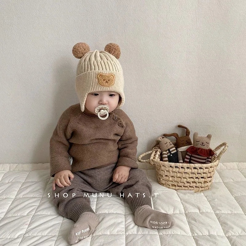 Cute Bear Ear Protection Knitted Winter Hat