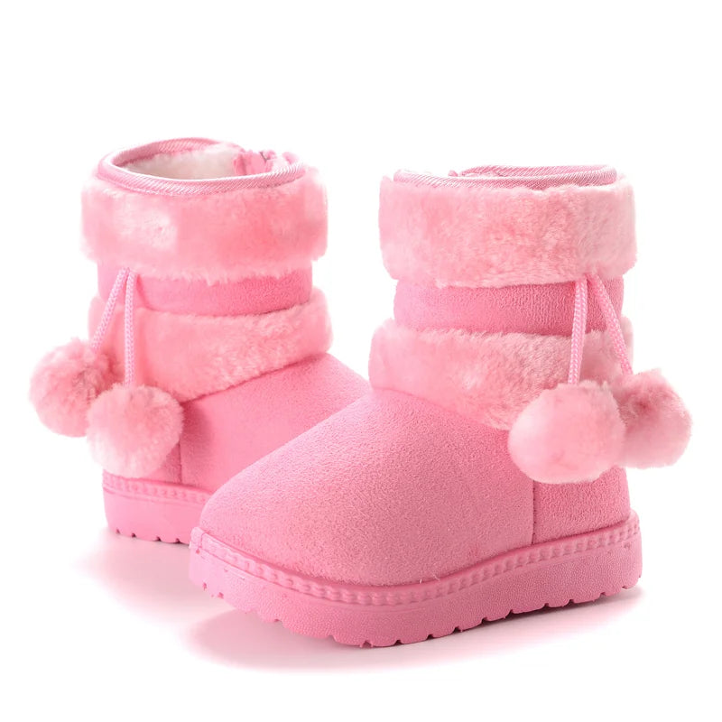 Cozy & Cute Boots with Fluffy Pom-Poms