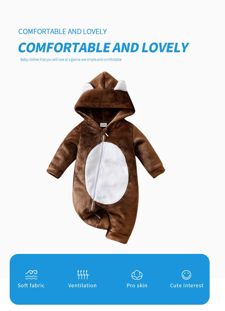 Adorable Bear-Themed Winter Baby Romper