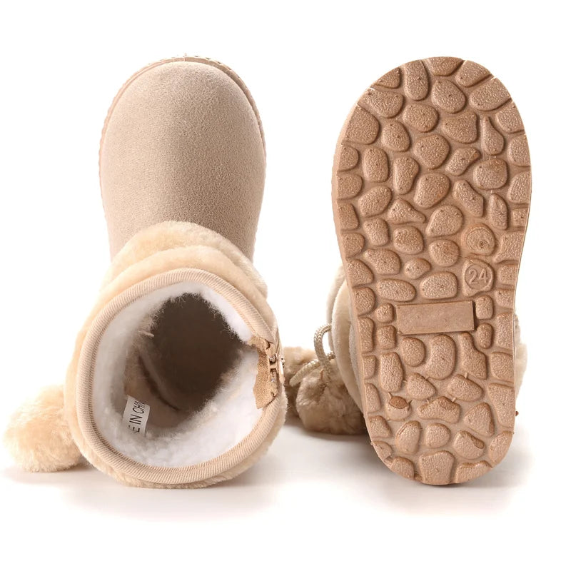Cozy & Cute Boots with Fluffy Pom-Poms