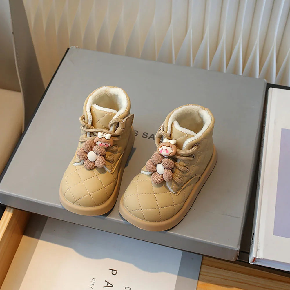 Winter Plaid Snow Boots for Little Girls