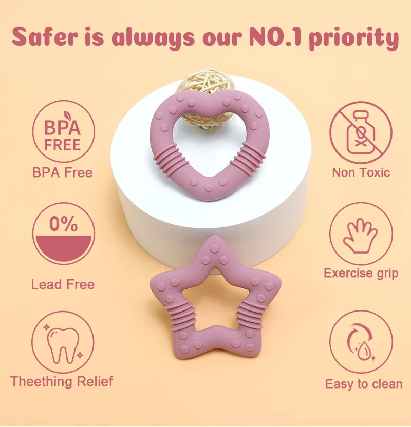 Star Heart Silicone Teether