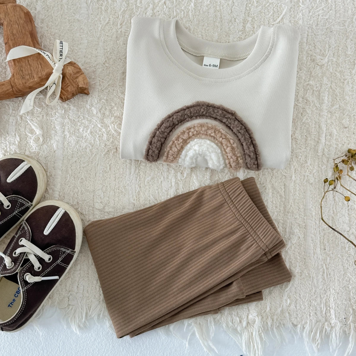 Rainbow Embroidered Pullover & Pants Set