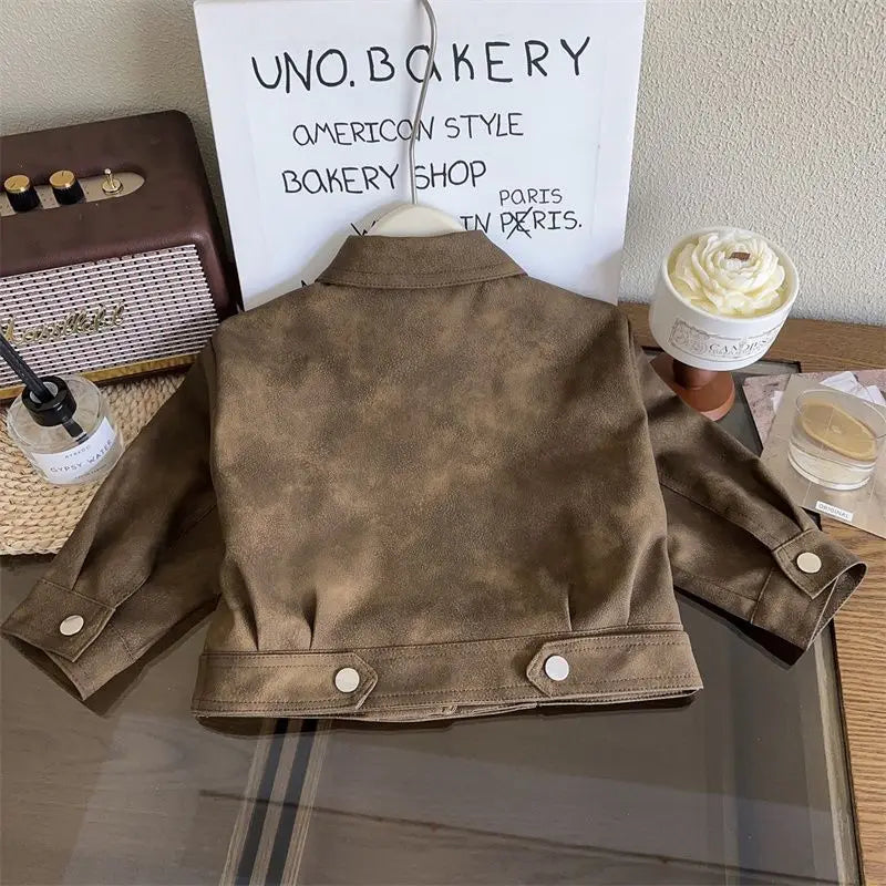 Kids' Vintage Biker Leather Jacket