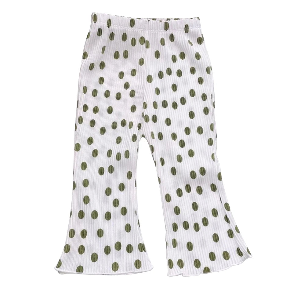 Girls' Floral Polka Dot Flared Pants