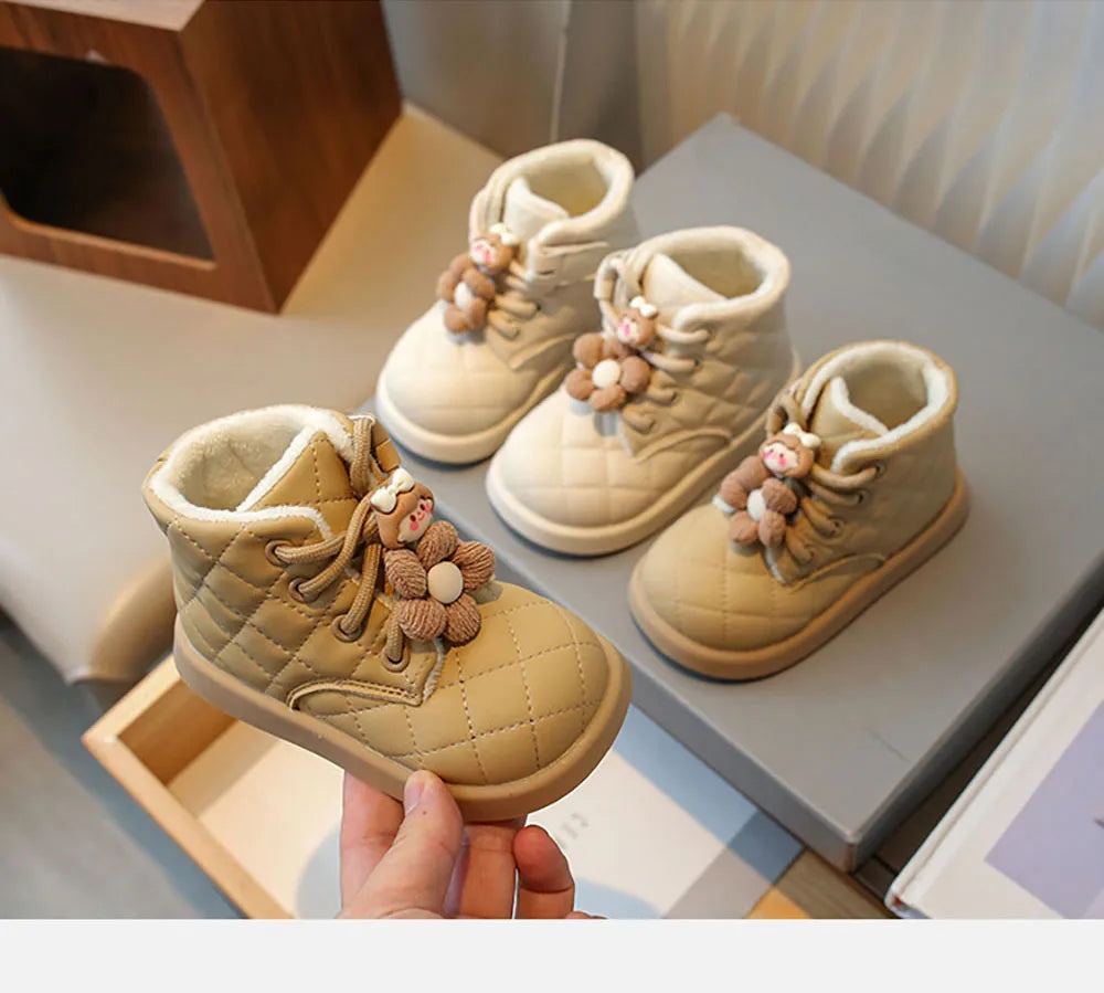 Winter Plaid Snow Boots for Little Girls